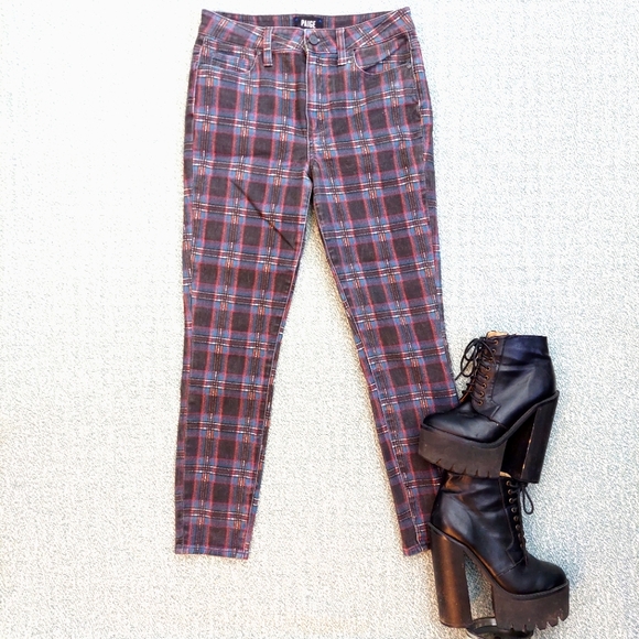 PAIGE Denim - Paige Jeans, Plaid Print Skinny Blue, womens sz 27